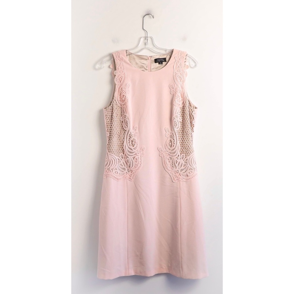 Tahari ASL pastel pink blush sleeveless dress 10 large L cocktail party event